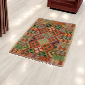 Volnena preproga Kilim Chobi 84x118 ročno tkani afgan kilim