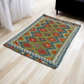 Volnena preproga Kilim Chobi 99x150 ročno tkani afgan kilim