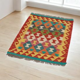 Volnena preproga Kilim Chobi 60x92 ročno tkani afgan kilim