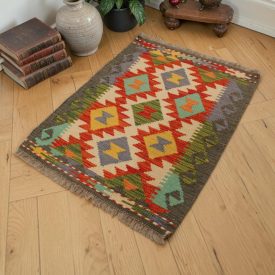 Kilim preproga Chobi 67x93 ročno tkani etnični Kilim