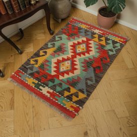 Volnena Kilim preproga 57x87 ročno tkani etnični Kilim