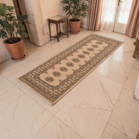 Tekač preproga bež Bokhara 205x79 ročno vozlana pakistanska preproga