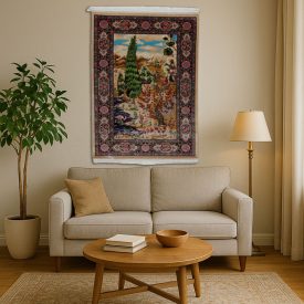   Svilena preproga Vrtni motiv bež 100x150 Iranska svilena preproga iz viskoze