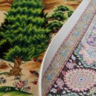 Svilena preproga Vrtni motiv bež 100x150 Iranska svilena preproga iz viskoze