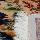 Svilena preproga Vrtni motiv bež 100x150 Iranska svilena preproga iz viskoze