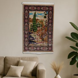   Svilena preproga Vrtni motiv bež 80x120 perzijska preproga iz viskozne svile