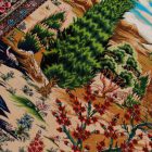 Svilena preproga Vrtni motiv bež 80x120 perzijska preproga iz viskozne svile