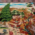 Svilena preproga Vrtni motiv bež 80x120 perzijska preproga iz viskozne svile