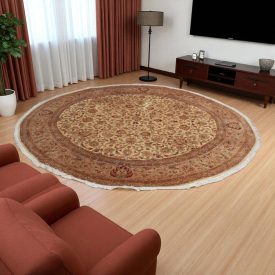 Isfahan okrogla preproga 301x310 cm – ročno vozlana perzijska preproga