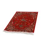 Svilena preproga Lov 60x90 cm – bordo viskozna iranska preproga z lovskim motivom