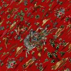 Svilena preproga Lov 60x90 cm – bordo viskozna iranska preproga z lovskim motivom