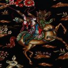 Svilena preproga Lov modra 100x150 Iranska svilena preproga iz viskoze