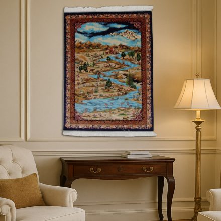 Svilena preproga Nazhivan bež 100x150 perzijska preproga iz viskozne svile