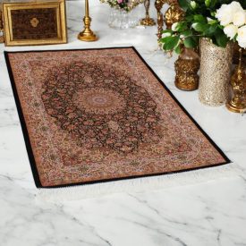   Svilena preproga Helya modra 100x150 perzijska preproga iz viskozne svile