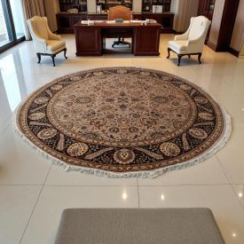 Okrogla preproga Isfahan 305x306 ročno vozlana perzijska preproga