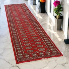 Tekač preproga bordo Bukhara 81x308 ročno vozlana preproga za hodnik