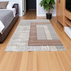   Moderna preproga bež rjava modra DIANA 140x200 strojno izdelana preproga