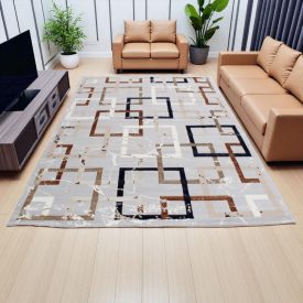 Strojno tkana moderna preproga SIVAN 200x300 cm – rjav dizajn