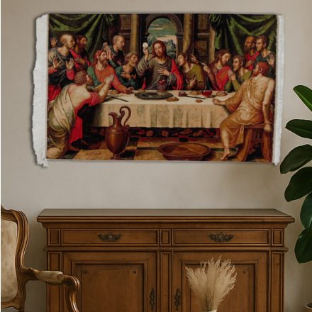 Svilena preproga Zadnja večerja 80x120 cm – viskozna iranska preproga z verskim motivom
