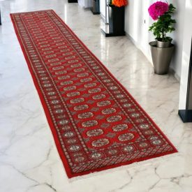 Tekač preproga bordo Bukhara 80x372 ročno vozlana preproga za hodnik