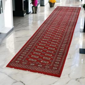 Tekač preproga bordo Bukhara 82x359 ročno vozlana preproga za hodnik