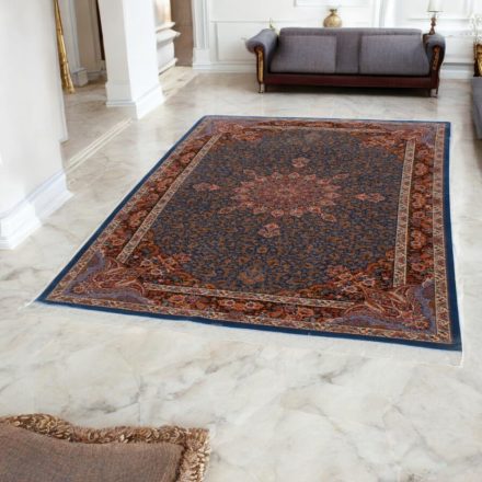 Svilena preproga Aysan temno modra 150x225 perzijska preproga iz viskozne svile