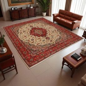 Perzijska preproga Yazd 212x241 ročno vozlana iranska preproga za dnevno sobo