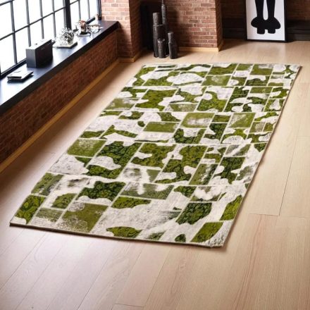 Moderna preproga zelena-bela Patchwork 200x298 preproga za dnevna soba