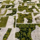 Moderna preproga zelena-bela Patchwork 200x298 preproga za dnevna soba