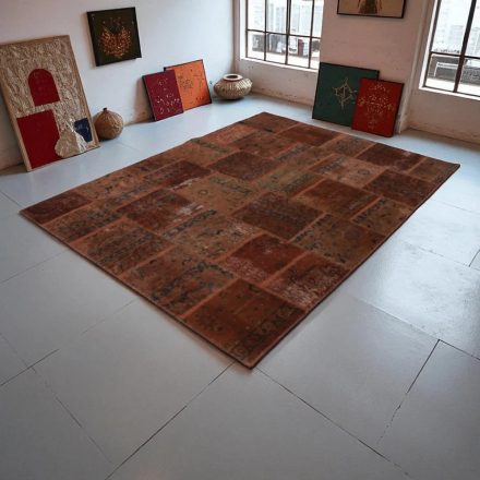 Moderna preproga rjava Patchwork 170x235 preproga za dnevna soba