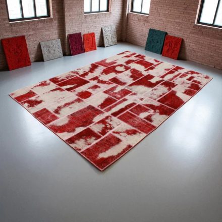 Moderna preproga bordo-bela Patchwork 170x241 preproga za dnevna soba