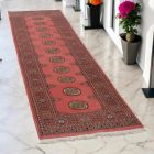 Tekač preproga roza Bukhara 74x247 ročno vozlana preproga za hodnik