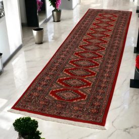 Tekač preproga bordo Jaldar 77x311 ročno vozlana preproga za hodnik