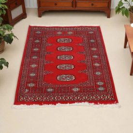 Pakistanska preproga bordo Bukhara 79x112 Ročno vozlana orientalska preproga