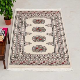 Pakistanska preproga bež Bukhara 62x94 Ročno vozlana orientalska preproga