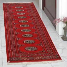 Tekač preproga bordo Bukhara 63x196 ročno vozlana preproga za hodnik