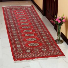 Tekač preproga bordo Bukhara 65x180 ročno vozlana preproga za hodnik