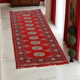 Tekač preproga bordo Bukhara 63x181 ročno vozlana preproga za hodnik
