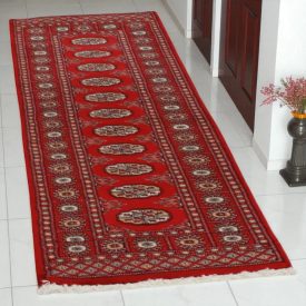 Tekač preproga bordo Bukhara 63x179 ročno vozlana preproga za hodnik
