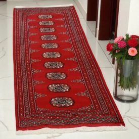 Tekač preproga bordo Bukhara 61x181 ročno vozlana preproga za hodnik