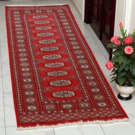 Tekač preproga bordo Bukhara 64x184 ročno vozlana preproga za hodnik