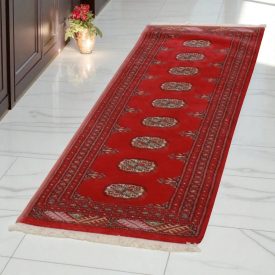 Tekač preproga bordo Bukhara 63x183 ročno vozlana preproga za hodnik