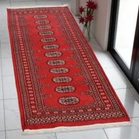Tekač preproga bordo Bukhara 63x194 ročno vozlana preproga za hodnik
