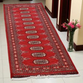 Tekač preproga bordo Bukhara 63x189 ročno vozlana preproga za hodnik