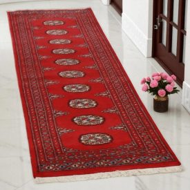 Tekač preproga bordo Bukhara 62x186 ročno vozlana preproga za hodnik