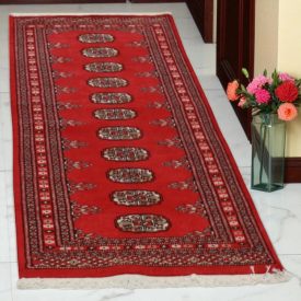 Tekač preproga bordo Bukhara 65x171 ročno vozlana preproga za hodnik