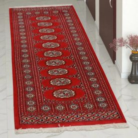 Tekač preproga bordo Bukhara 65x176 ročno vozlana preproga za hodnik