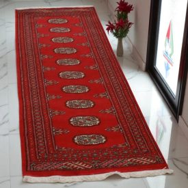 Tekač preproga bordo Bukhara 63x192 ročno vozlana preproga za hodnik