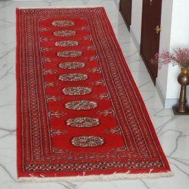 Tekač preproga bordo Bukhara 63x193 ročno vozlana preproga za hodnik