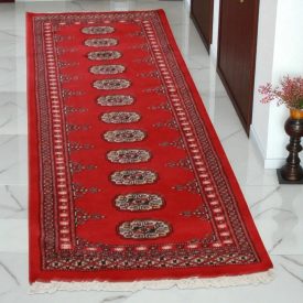 Tekač preproga bordo Bukhara 65x190 ročno vozlana preproga za hodnik